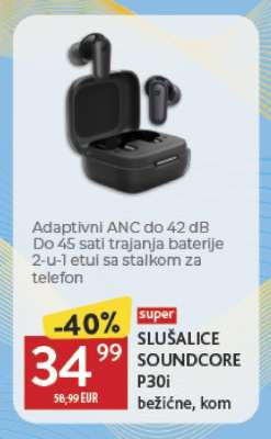 SLUŠALICE SOUNDCORE P30i