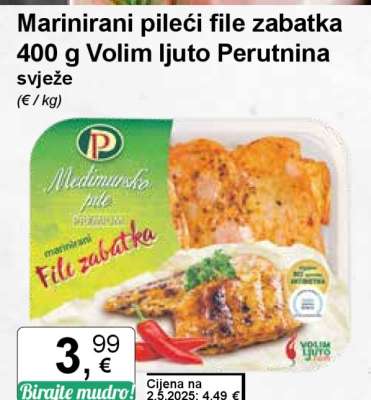 Marinirani pileći file zabatka 400 g Volim ljuto Perutnina