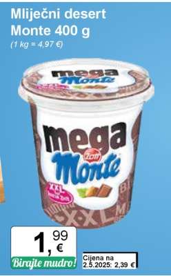 Mliječni desert Monte 400 g