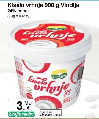 Kiselo vrhnje 900 g Vindija
