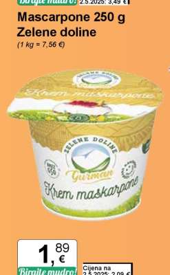 Mascarpone 250 g Zelene doline