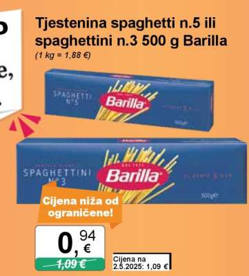 Tjestenina spaghetti n.5 ili spaghettini n.3 500 g Barilla