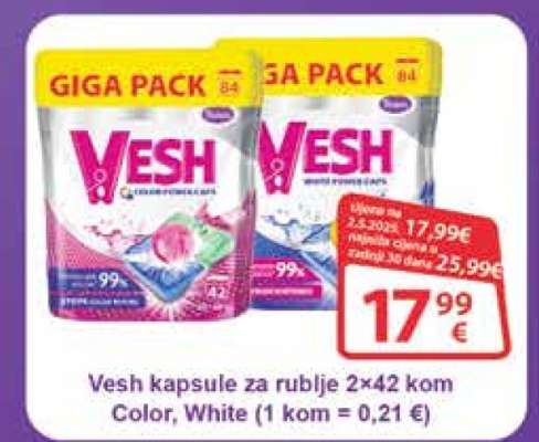 Vesh kapsule za rublje 2×42 kom