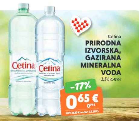 Cetina PRIRODNA IZVORSKA, GAZIRANA MINERALNA VODA