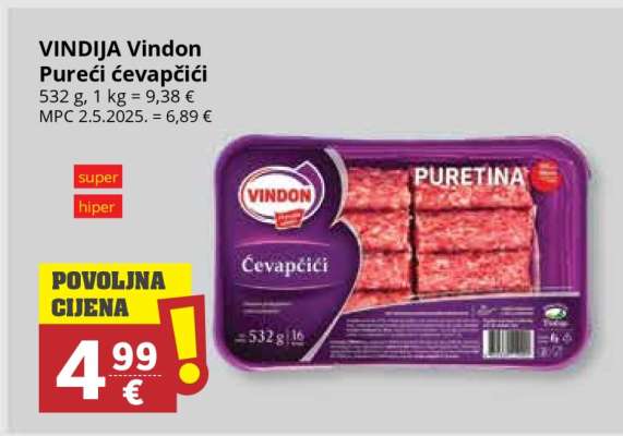 VINDIJA Vindon Purecí čevapčiči