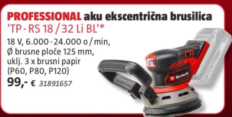 PROFESSIONAL aku ekscentrična brusilica 'TP - RS 18 / 32 Li BL'