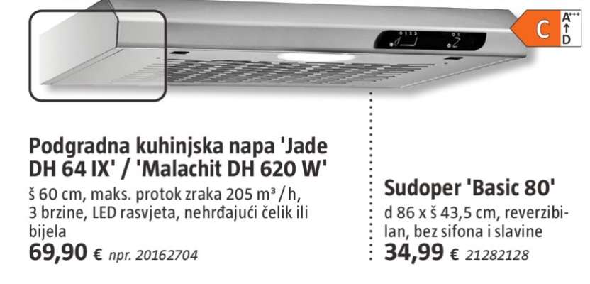 Podgradna kuhinjska napa 'Jade DH 64 IX' / 'Malachit DH 620 W'