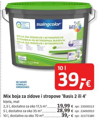 Mix boja za zidove i stropove 'Basis 2 ili 4'