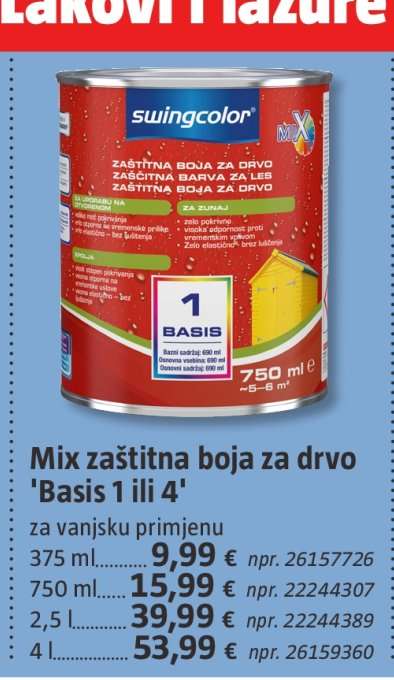 Mix zaštitna boja za drvo 'Basis 1 ili 4'
