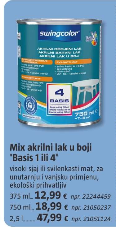 Mix akrilni lak u boji 'Basis 1 ili 4'