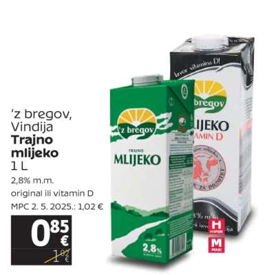 ‘Z bregov VINDIJA TRAJNO MLIJEKO