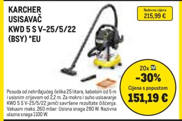 KARCHER USISAVAČ KWD 5 S V-25/5/22 (BSY) *EU