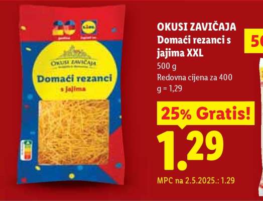 Okusi zavičaja Domaći rezanci s jajima XXL