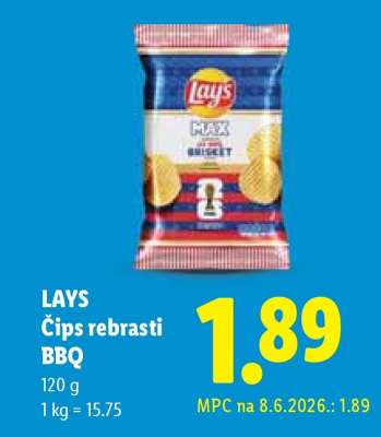 LAYS Čips rebrasti BBQ
