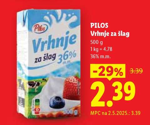 Pilos Vrhnje za šlag