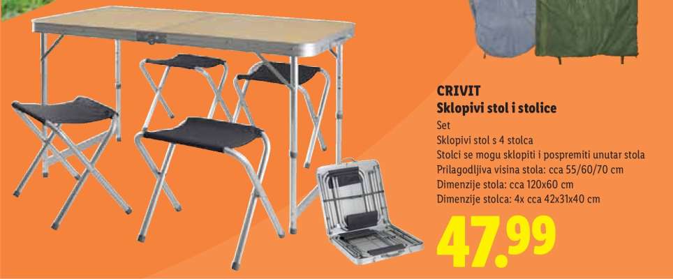 CRIVIT Sklopivi stol i stolice