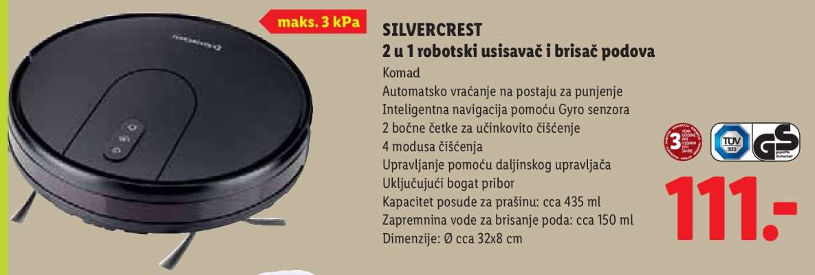 SILVERCREST? 2-u-1 robotski usisavač i brisač podova