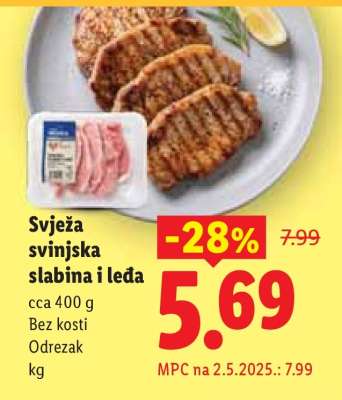 Svježa svinjska slabina i leđa
