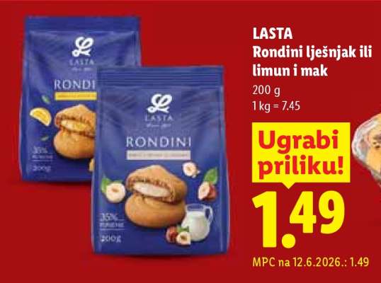 LASTA Rondini lješnjak ili limun i mak