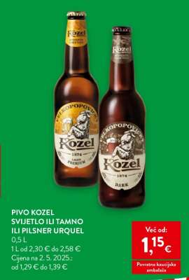 Pivo Kozel Svijetlo ili Tamno ili Pilsner Urquel
