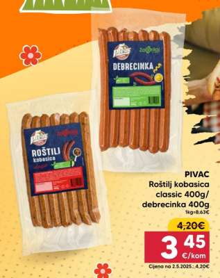 PIVAC Roštilj kobasica classic 400g / debrecinka 400g