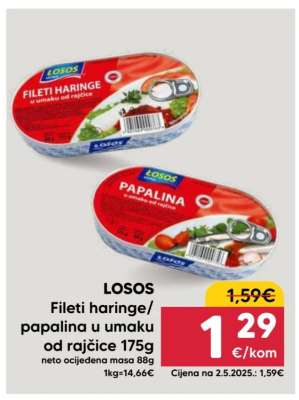 LOSOS Fileti haringe/papalina u umaku od rajčice 175g