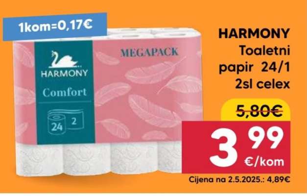 HARMONY Toaletni papir 24/1 2sl celex