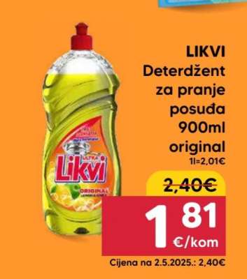 LIKVI Deterdžent za pranje posuđa 900ml original