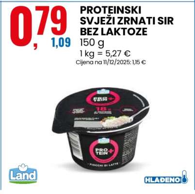 PROTEINSKI SVJEŽI ZRNATI SIR BEZ LAKTOZE