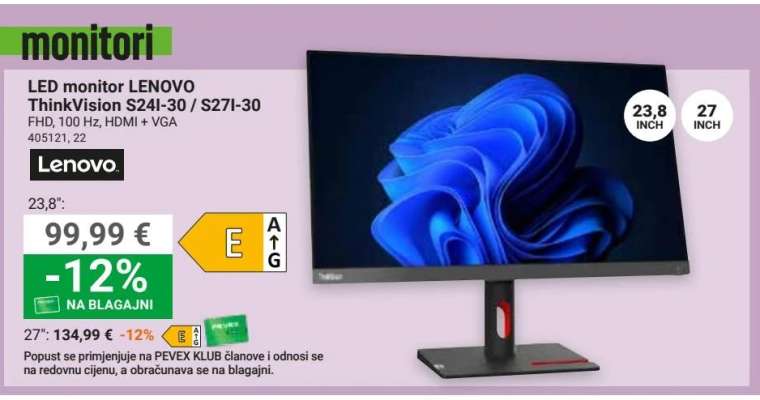 LED monitor LENOVO THINKVISION S24I-30 / S27I-30