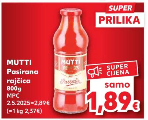 MUTTI Pasirana rajčica 800g