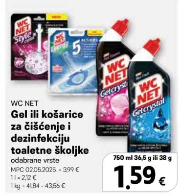 WC NET Gel ili košarice za čišćenje i dezinfekciju toaletne školjke