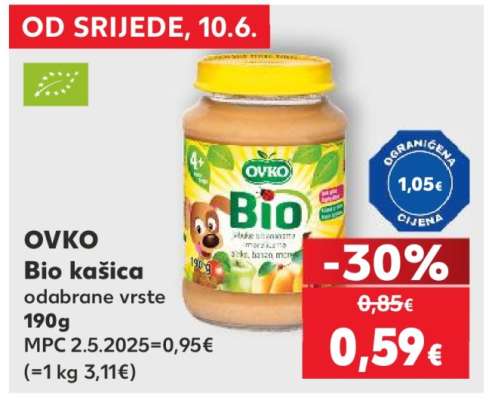 OVKO Bio kašica odabrane vrste 190g