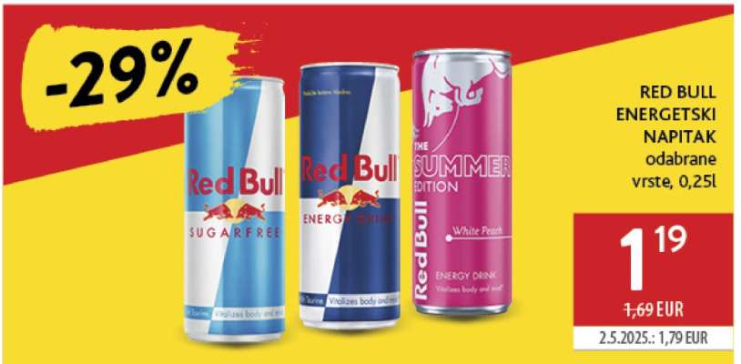 RED BULL energetski napitak odabrane vrste 0,25l