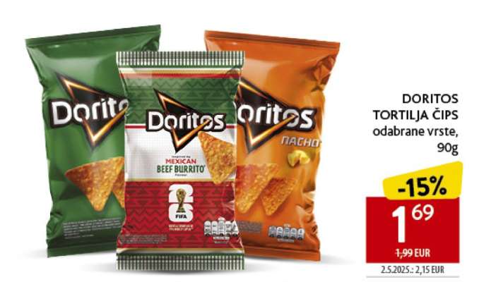 DORITOS TORTILJA ČIPS odabrane vrste, 90g