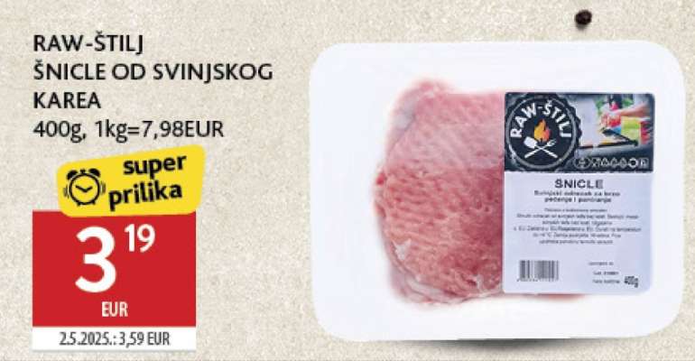 RAW-ŠTILJ ŠNICLE OD SVINJSKOG KAREA