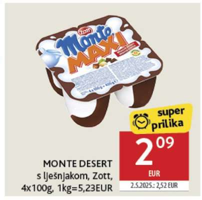 MONTE DESERT s lješnjakom, Zott, 4x100g