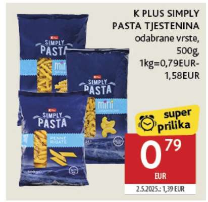 K PLUS SIMPLY PASTA TJESTENINA