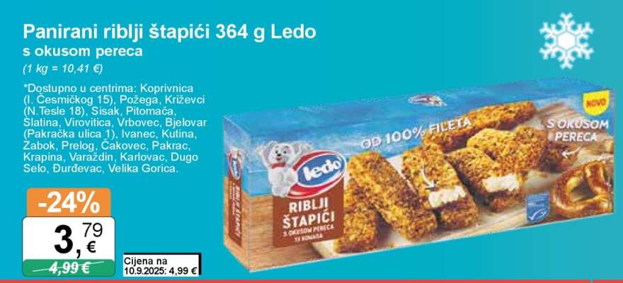 Panirani riblji štapići 364 g Ledo