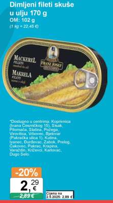 Dimljeni fileti skuše u ulju 170 g