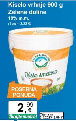 Kiselo vrhnje 900 g Zelene doline