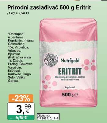 Prirodni zaslađivač 500 g Eritrit