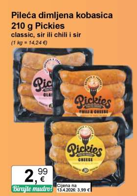 Pileća dimljena kobasica 210 g Pickies
