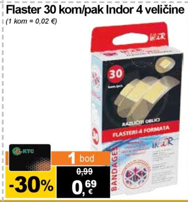 Flaster 30 kom/pak Indor 4 veličine