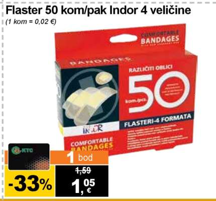 Flaster 50 kom/pak Indor 4 veličine
