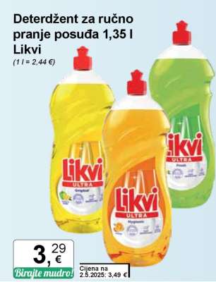 Deterdžent za ručno pranje posuđa 1,35 l Likvi