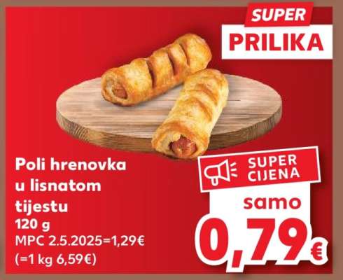 Poli hrenovka u lisnatom tijestu