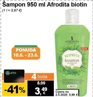 Šampon 950 ml Afrodita biotin