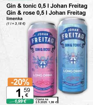 Gin & tonic 0,5 l Johan Freitag Gin & rose 0,5 l Johan Freitag limenka