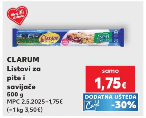 CLARUM Listovi za pite i savijače 500 g